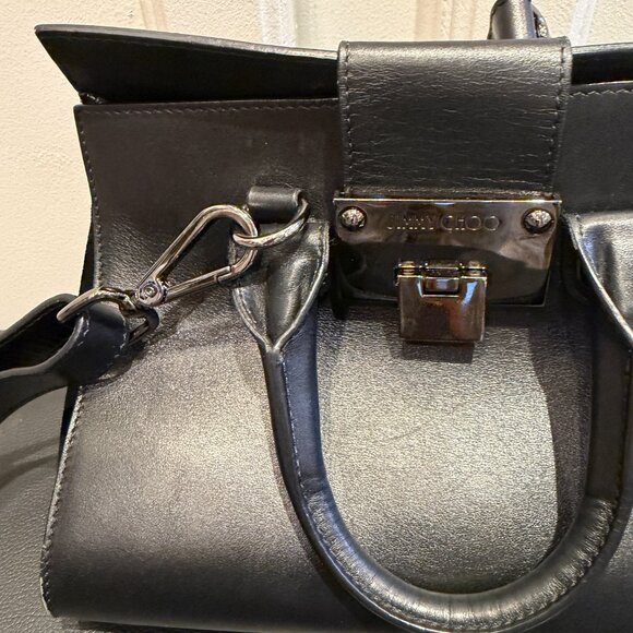 Jimmy Choo Riley Small Black Leather Suede Crossbody Purse COA incl. - Picture 12 of 16